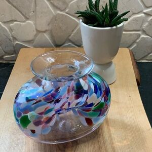 JOHN PHILLIPS | Blown Confetti Glass Pinched Signed Vase